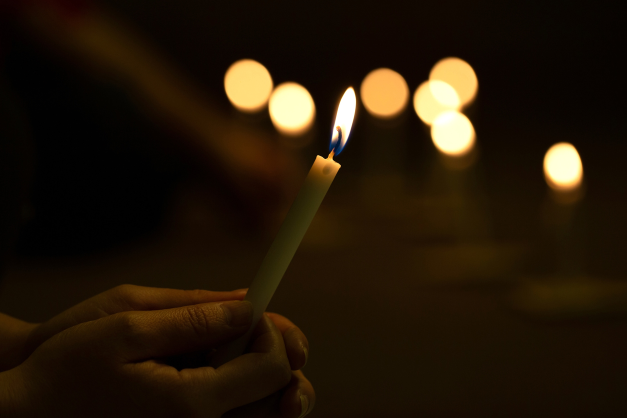 A lighted candle