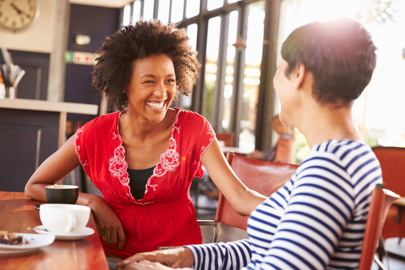 Two females in a restaurant
