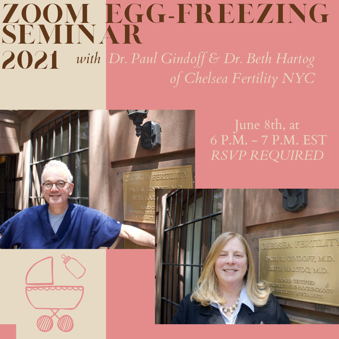 A pamphlet of an egg freezing seminar featuring Dr. Beth Hartog and Dr. Paul Gindoff