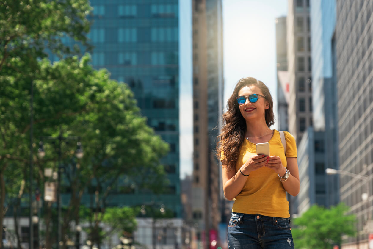 A female walking down the street