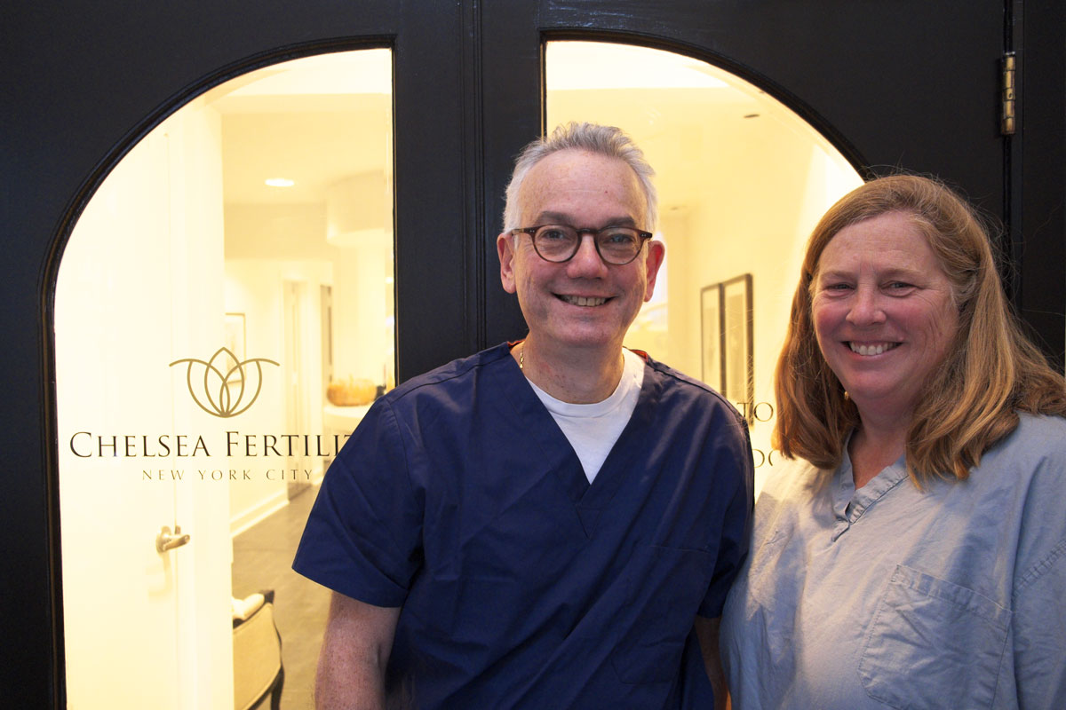 The Entrance to the Chelsea Fertility NYC location with Dr. Beth Hartog and Dr. Paul Gindoff welcoming patients