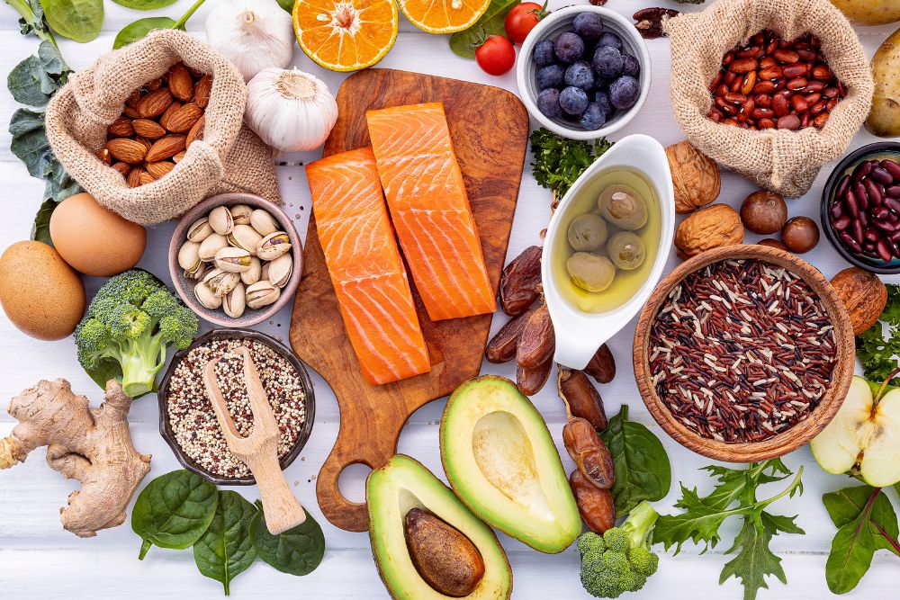 Various healthy food items