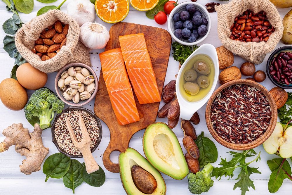 Various healthy food items